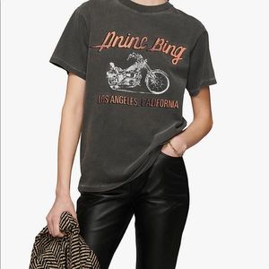 Anine Bing Motorcycle Lili Tee in Charcoal Size XS